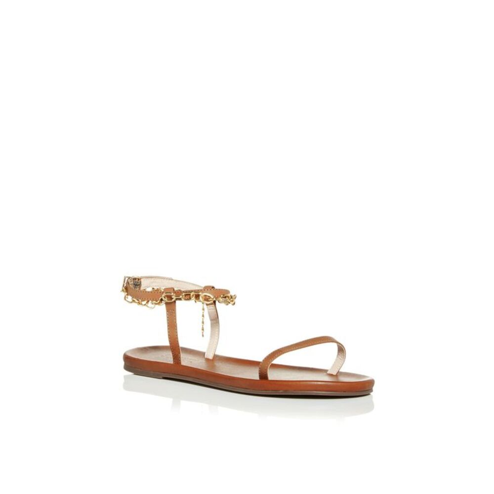 NWT SCHUTZ Womens Brown Chain Strap Celyna Round Toe Leather Sandals Shoes 8 B